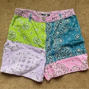 Boohoo Women’s BANDANNA PATCHWORK HIGH RISE JEAN SHORT Shorts - Size 8